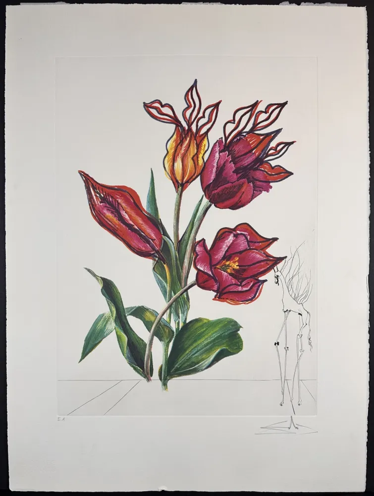 彫版 Dali - Florals Tulips Girafe en Feu