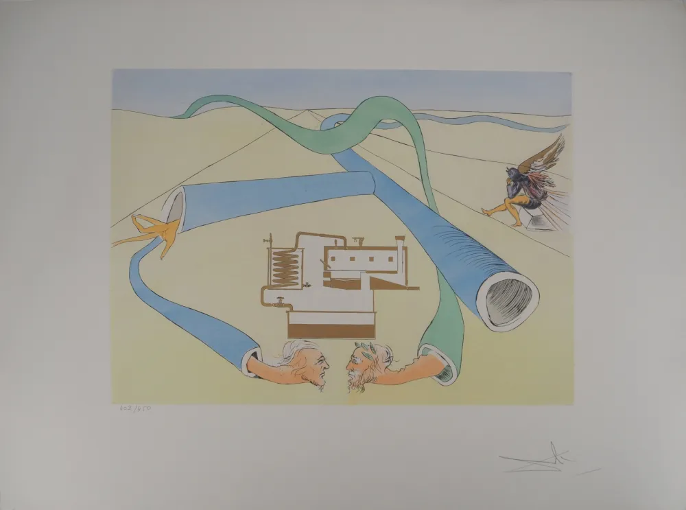 彫版 Dali - Hommage à Léonard de Vinci : le cracking du pétrole