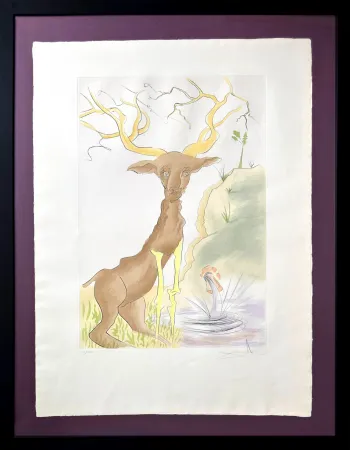 エッチング Dali - Le Cerf se voyant dans l'eau (The Stag Reflected in the Water)