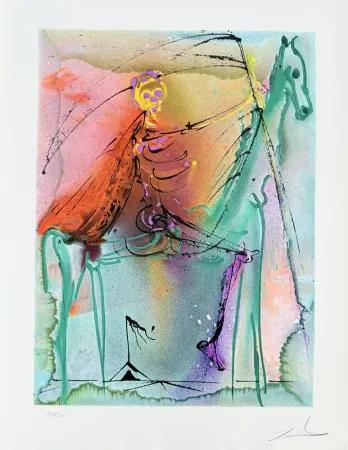 リトグラフ Dali - Le chavelier de la mort