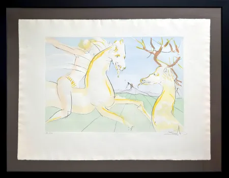エッチング Dali - Le Cheval s’étant voulu venger du Cerf (The Horse that Wanted Revenge on the Stag)