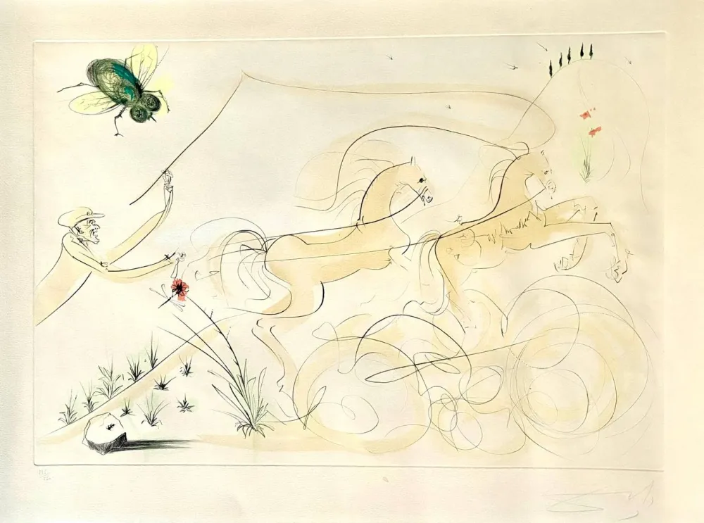 彫版 Dali - Le Coche et la Mouche (Le Bestiaire de La Fontaine) (1974)