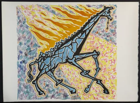 リトグラフ Dali - Le Jungle Humaine Le Girafe en Feu