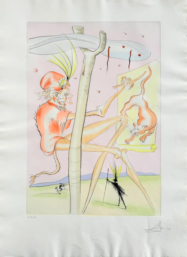 エッチング Dali - Le Singe et le Léopard (The Monkey and the Leopard)