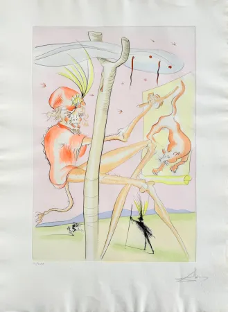 エッチング Dali - Le Singe et le Léopard (The Monkey and the Leopard)