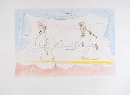 エッチング Dali - Les Dames de la Renaissance - Ladies of the Renaissance (suite Mythologique Nouvelle/New Mythological)