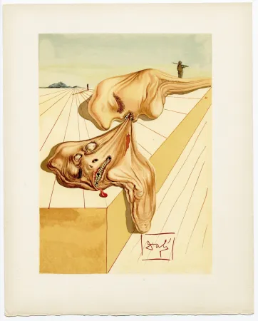 木版 Dali - Les hommes qui s'entre-dévorent. La Divine Comédie (L' Enfer, Chant 30)