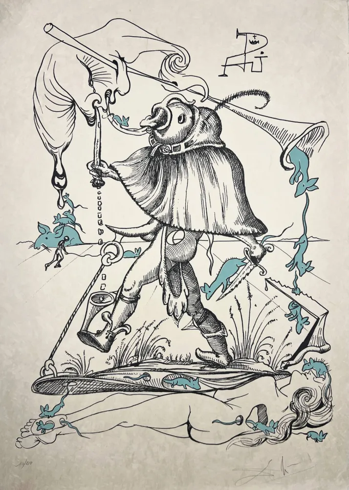 リトグラフ Dali - Les Songes Drôlatiques de Pantagruel, Planche VI