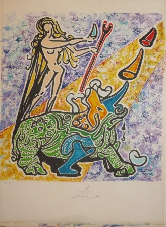 リトグラフ Dali - Les vitraux - rhinoceros