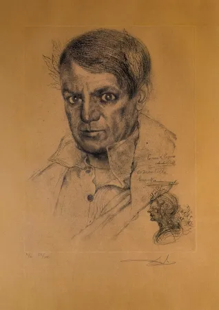彫版 Dali - Portrait of Picasso (Ochre)