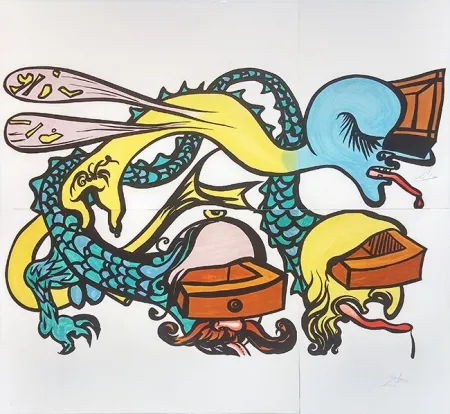 リトグラフ Dali - PUZZLE OF LIFE (IDRA A TRE TESTE)