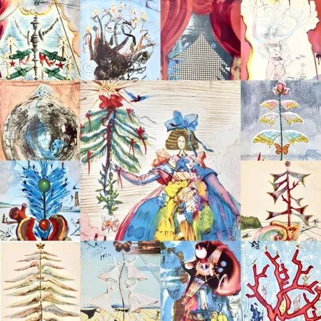 技術的なありません Dali - Rare gift for this Christmas: a collection of 13 original vintage Christmas cards (1958 - 1970)