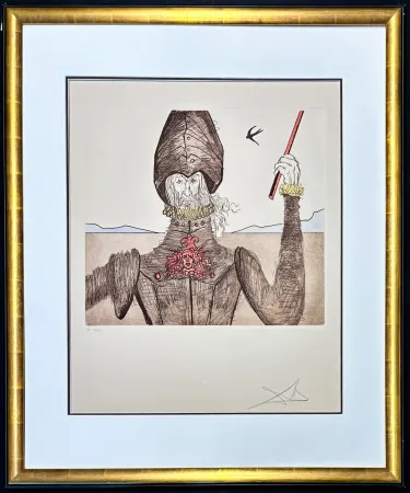 彫版 Dali - Salvador Dalí (1904–1989) - Don Quixote (The Dreamer) - Hand coloured drypoint, etchings on Arches paper - 1981