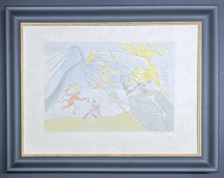 ポイントーセッシュ Dali - Salvador Dalì (1904-1989) - The Elephant and Jupiter's Monkey - Drypoint etching with stencil - 1974