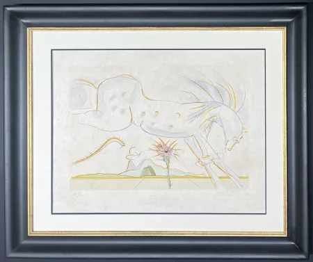 彫版 Dali - Salvador Dalì (1904–1989) - The Horse and the Wolf - drypoint etching with stencil on extremely fine Japanese paper - 1974