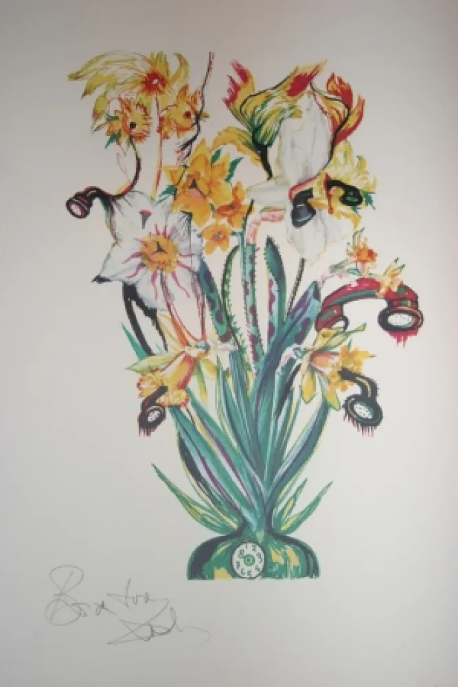 リトグラフ Dali - Salvador Dali Daffodils of Love (surrealistic flowers)