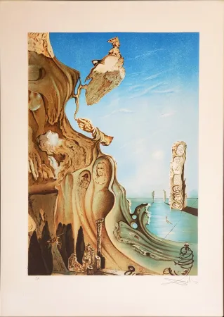 リトグラフ Dali - SALVADOR DALI, Monument impérial à la femme Gala (Memoire du femme-enfant), Superbe Lithograph Handsigned in pencil 