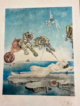リトグラフ Dali - Sueño causado por el vuelo de una abeja en torno a una granada un segundo antes de despertar