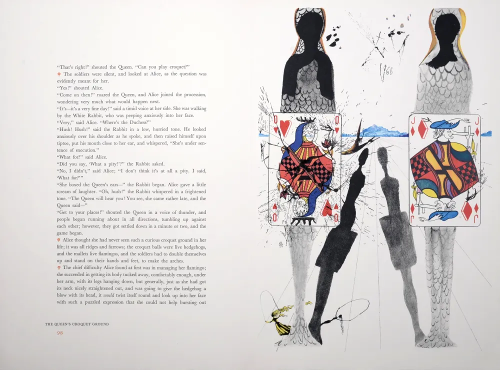 輪転グラビア印刷 Dali - The Queen's Croquet Ground, Alice's Adventures in Wonderland, 1969