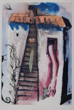 輪転グラビア印刷 Dali - The Rabbit Sends in a Little Bill,  Alice au Pays des Merveilles, 1969