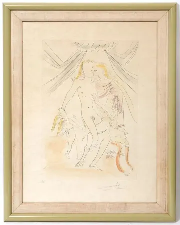 エッチング Dali - Vénus, Mars and Cupidon from Suite Mythologique Nouvelle