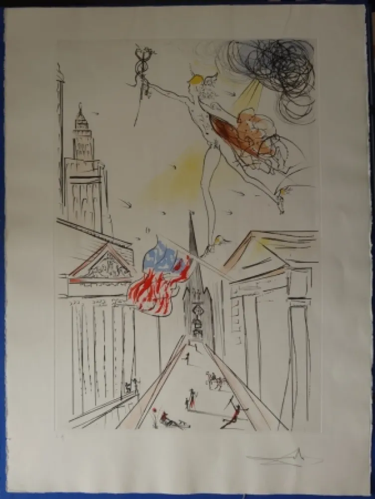 エッチング Dali - Vue de Wall Street