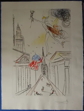 エッチング Dali - Vue de Wall Street