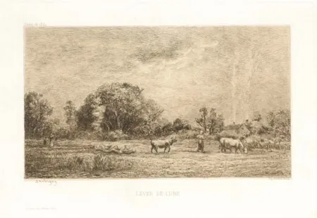 彫版 Daubigny - Lever de lune