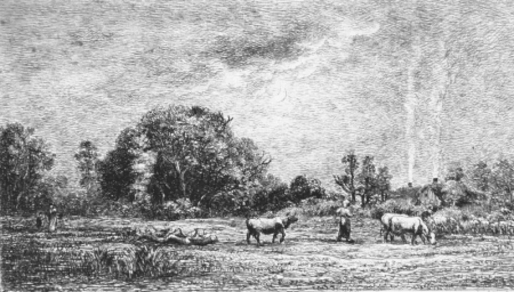 エッチング Daubigny - Lever de lune