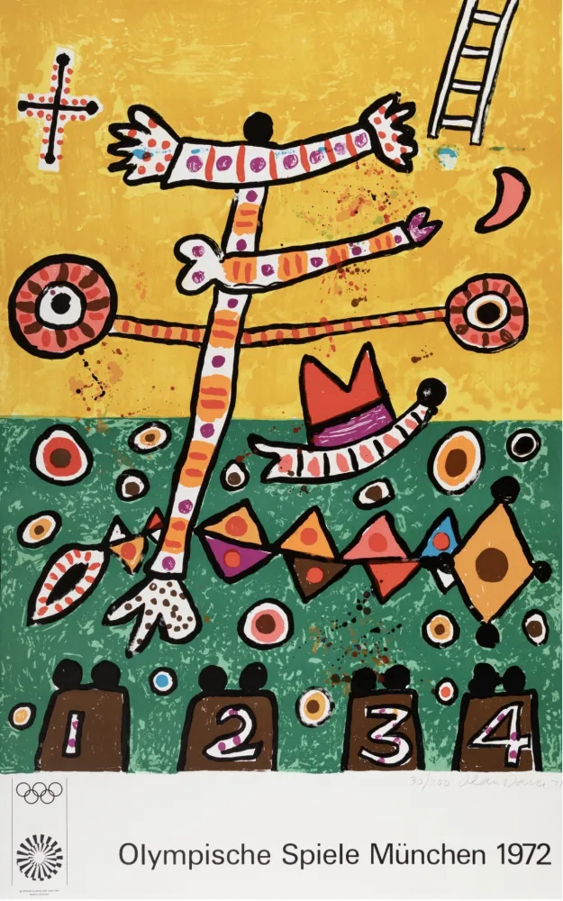 リトグラフ Davie -  Untitled, from the Munich Olympics Portfolio, 1971 - Hand-signed