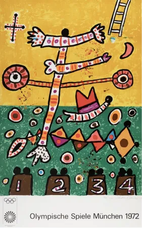 リトグラフ Davie -  Untitled, from the Munich Olympics Portfolio, 1971 - Hand-signed