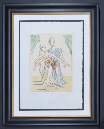 リトグラフ De Chirico - Giorgio De Chirico (1888-1978) - I danzatori - Lithograph hand-colored by artist - 1970