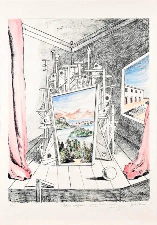 技術的なありません De Chirico - Giorgio De Chirico (1888–1978) - Interno Metafisico - Watercolor on a lithographic base - 1969