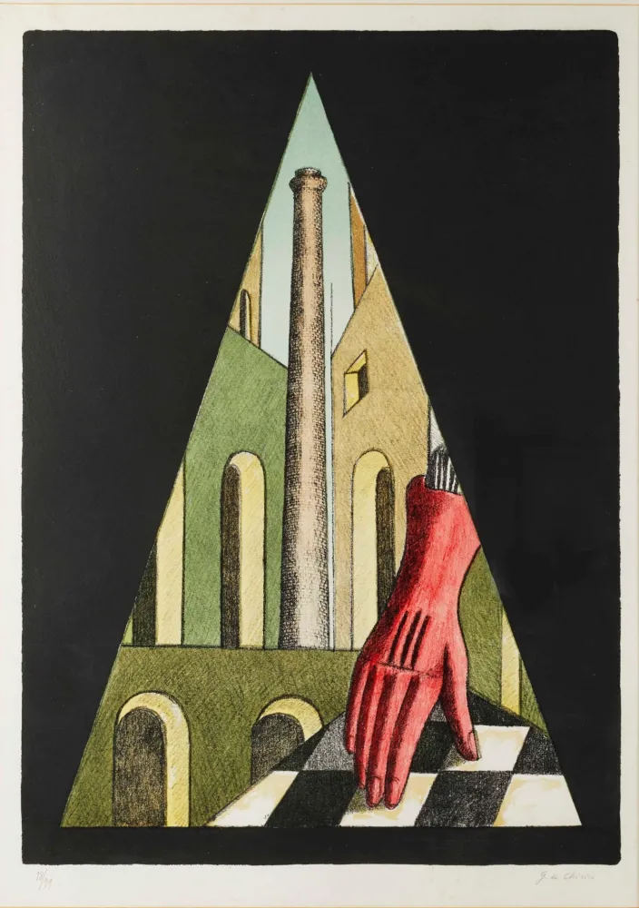 リトグラフ De Chirico - Il guanto (Il guanto rosso)
