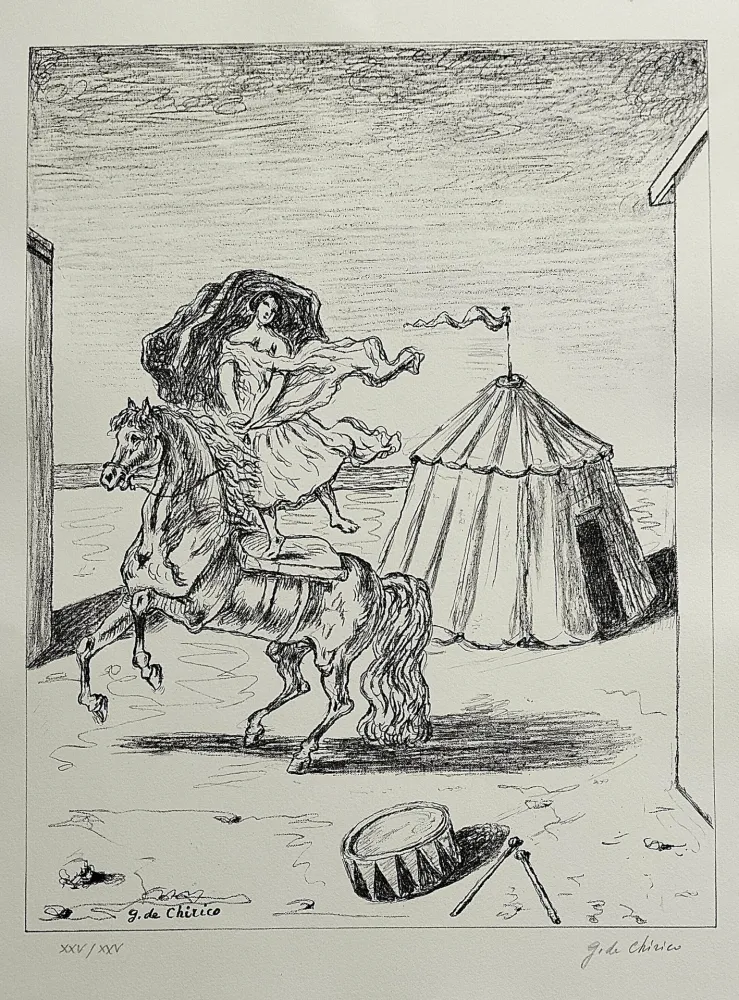 リトグラフ De Chirico - La cavallerizza