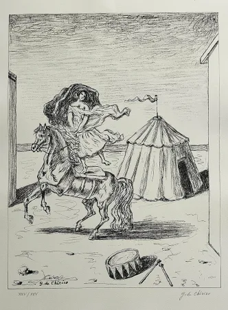 リトグラフ De Chirico - La cavallerizza