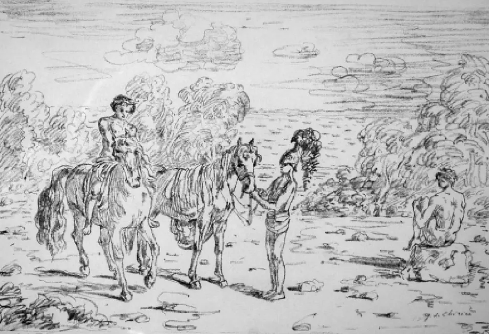 リトグラフ De Chirico - Ritorno alla sponda di Corinto