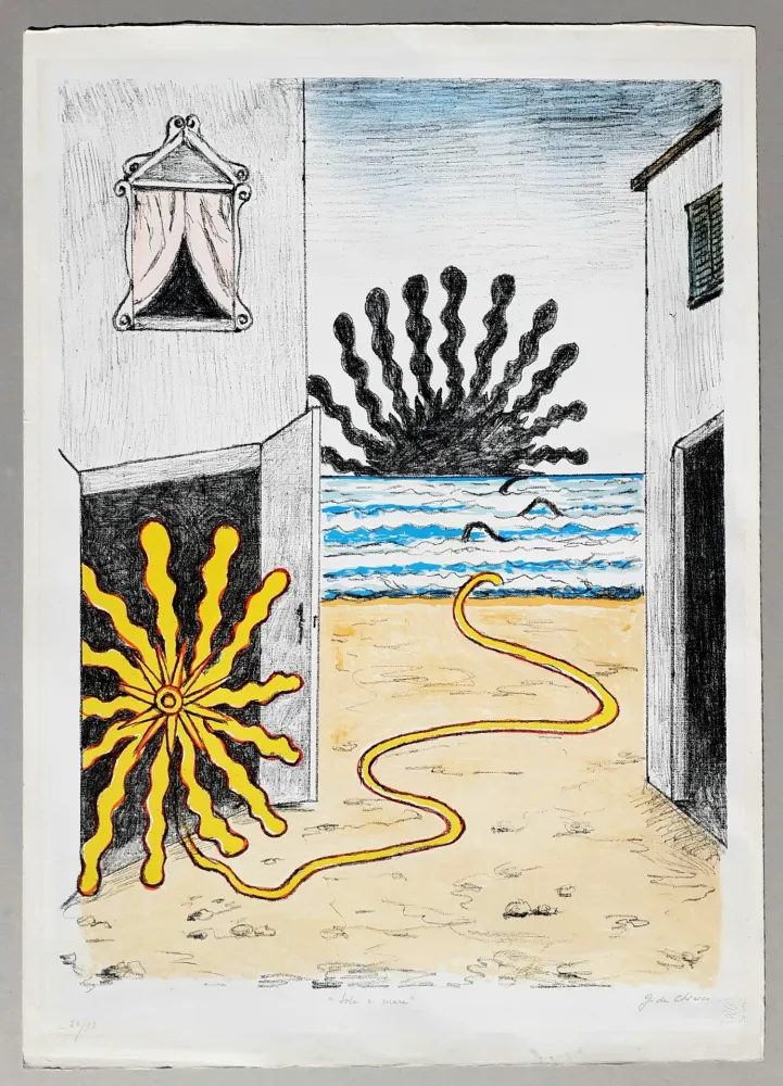 リトグラフ De Chirico - Sole e mare