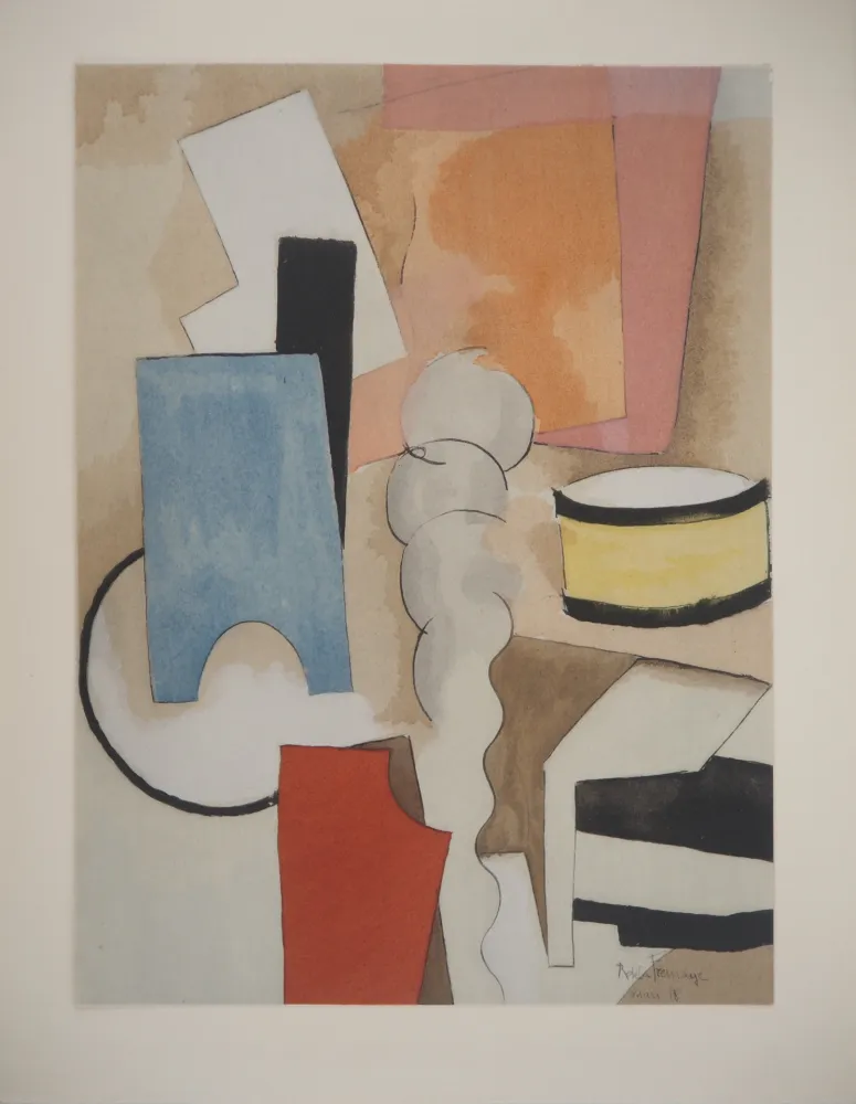 リトグラフ De La Fresnaye - Nature morte cubiste au tambour