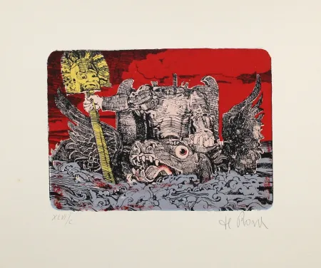 リトグラフ De Rosa - Kopflos / Headless