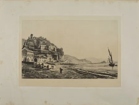 エッチング De Rothschild - VIEW OF NOLI, NEAR SAVONA, 1869