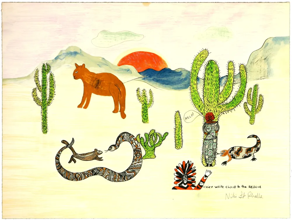 リトグラフ De Saint Phalle - Chief white cloud to the rescue