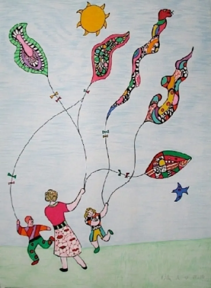 リトグラフ De Saint Phalle - Méchant - Méchant - Le cerf-volant