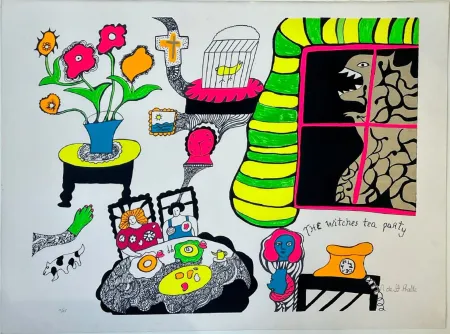 シルクスクリーン De Saint Phalle - Nana Power : Tea time (planche XIV) 