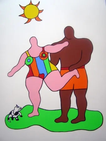 シルクスクリーン De Saint Phalle - PINK NANA-BLACK MAN