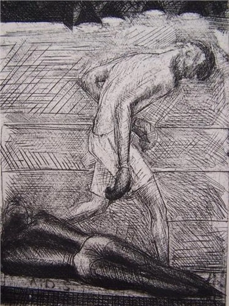 エッチング De Segonzac - Le KO du noir