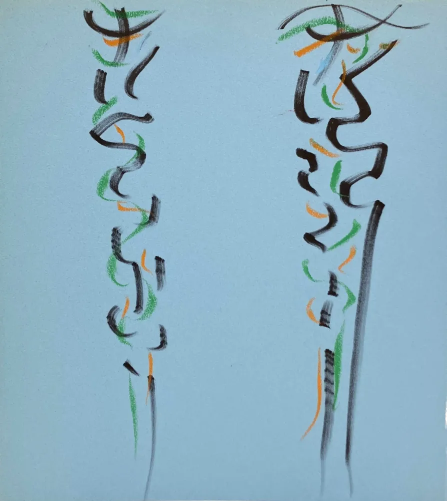 技術的なありません Debré - Pastels sur papier bleu, 1991. 