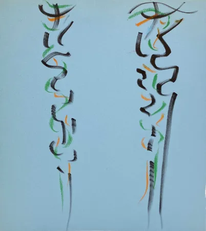 技術的なありません Debré - Pastels sur papier bleu, 1991. 