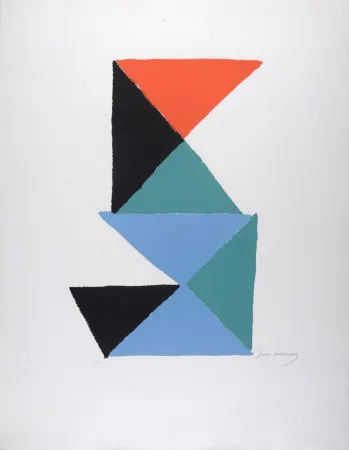リトグラフ Delaunay - Composition aux triangles, c. 1967 - Hand-signed