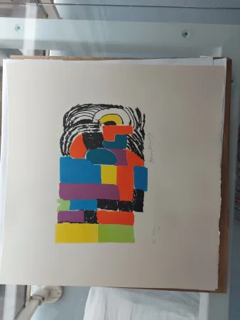 リトグラフ Delaunay - Composition pour Madame Claude POMPIDOU (circa 1970)
